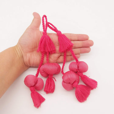 Pink Silk Fabric Ball Tassels, Latkan, Embellishments